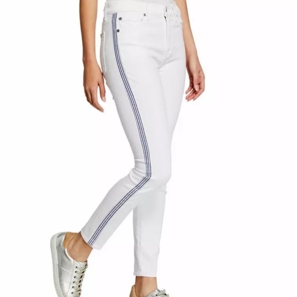 7 For All Mankind Denim - 7 For All Mankind White Jeans with Black Details
